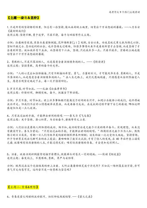 高考作文9个热门主题素材