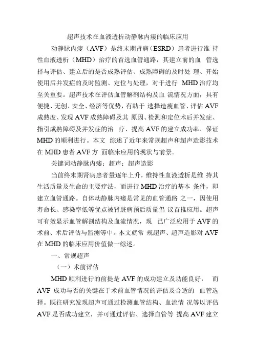 超声技术在血液透析动静脉内瘘的临床应用