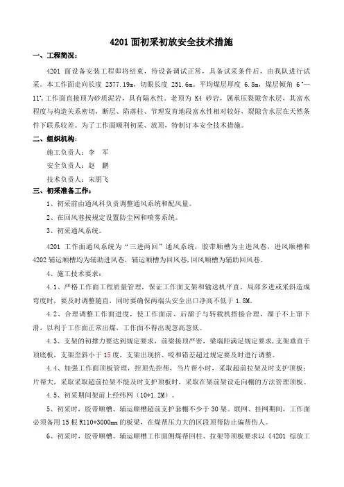 工作面初采初放措施