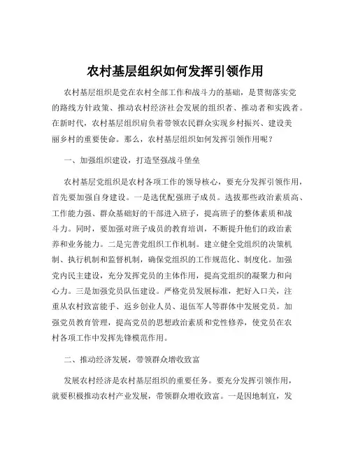 农村基层组织如何发挥引领作用