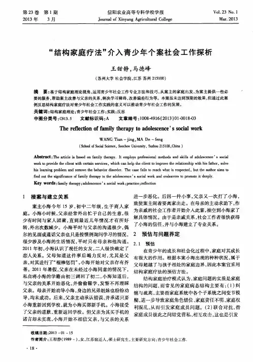 “结构家庭疗法”介入青少年个案社会工作探析