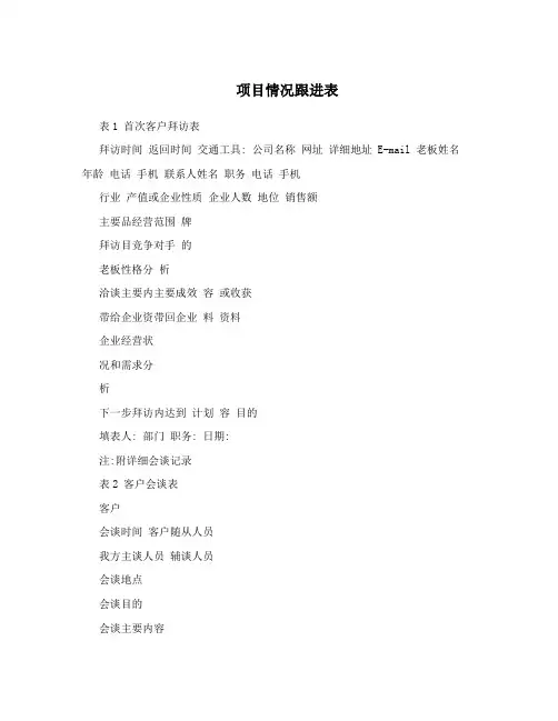 项目情况跟进表
