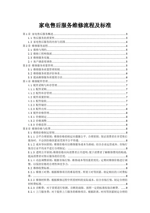 家电售后服务维修流程及标准