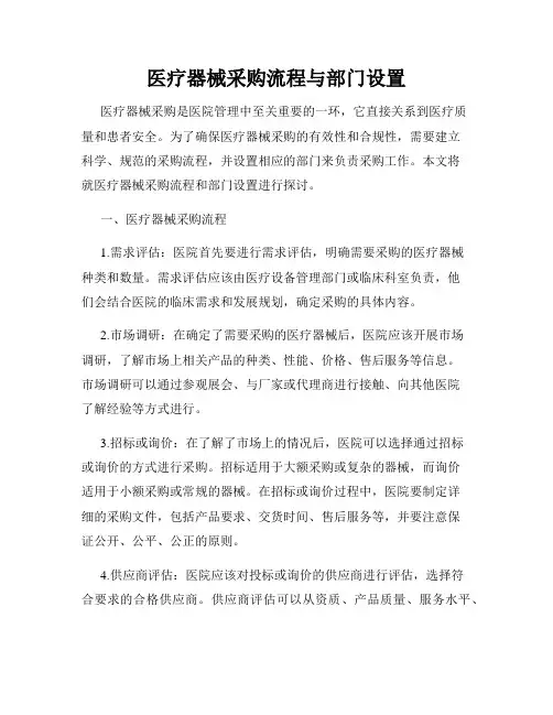 医疗器械采购流程与部门设置