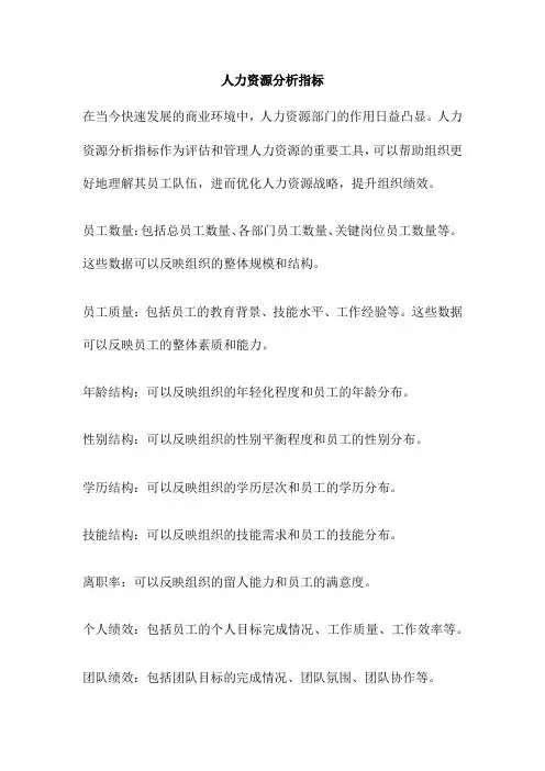 人力资源分析指标