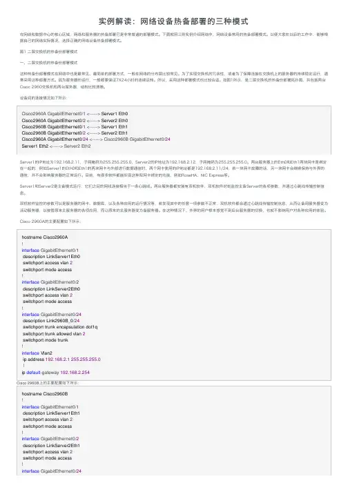实例解读：网络设备热备部署的三种模式