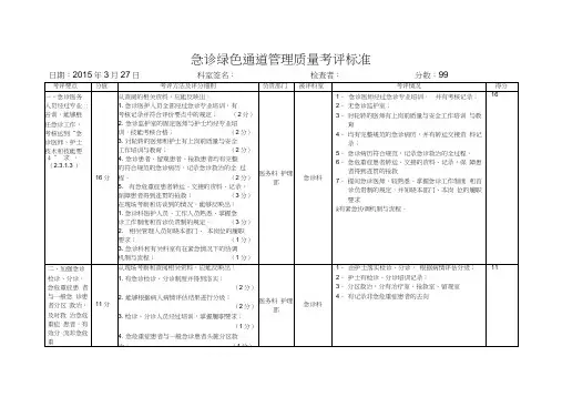 急诊绿色通道管理考评标准