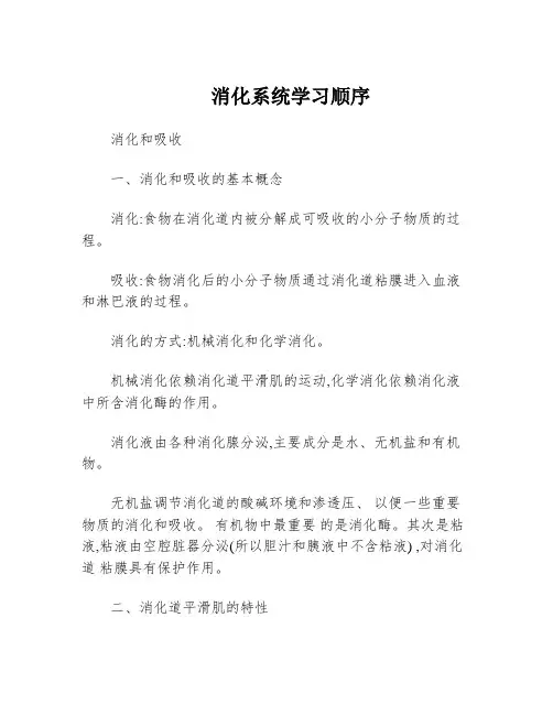 消化系统学习顺序