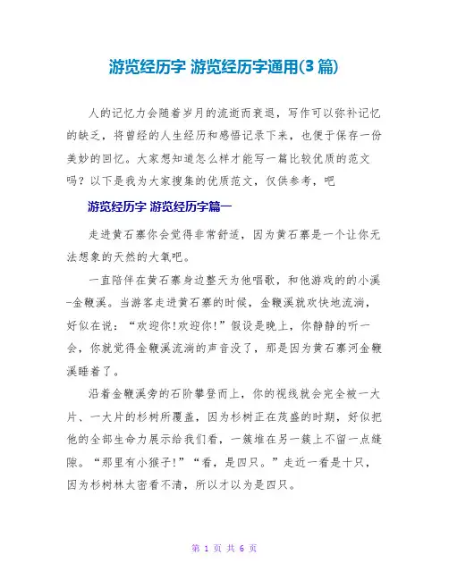 游览经历字游览经历字通用(3篇)