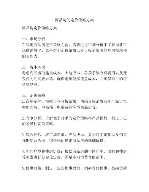 商品房的定价策略方案