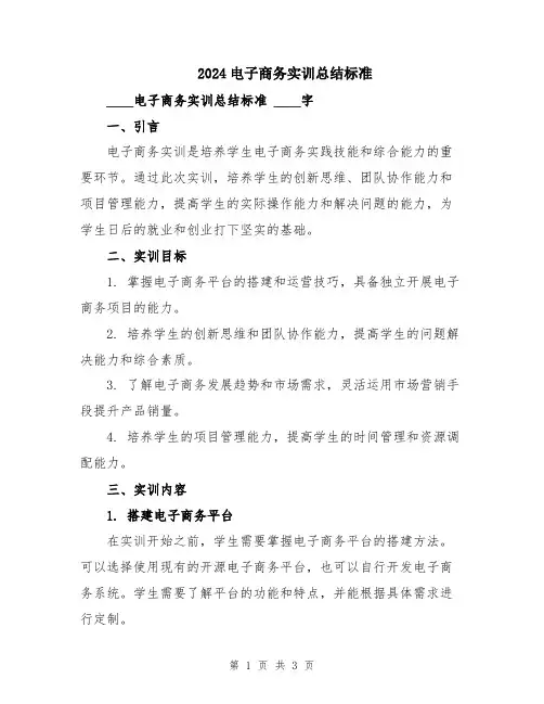 2024电子商务实训总结标准