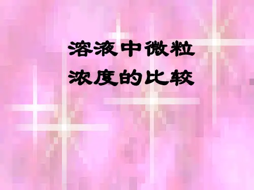高二化学上学期离子浓度大小比较(2019年11月)