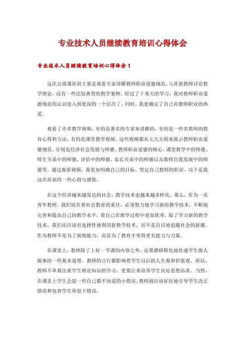 2024年专业技术人员继续教育培训心得体会