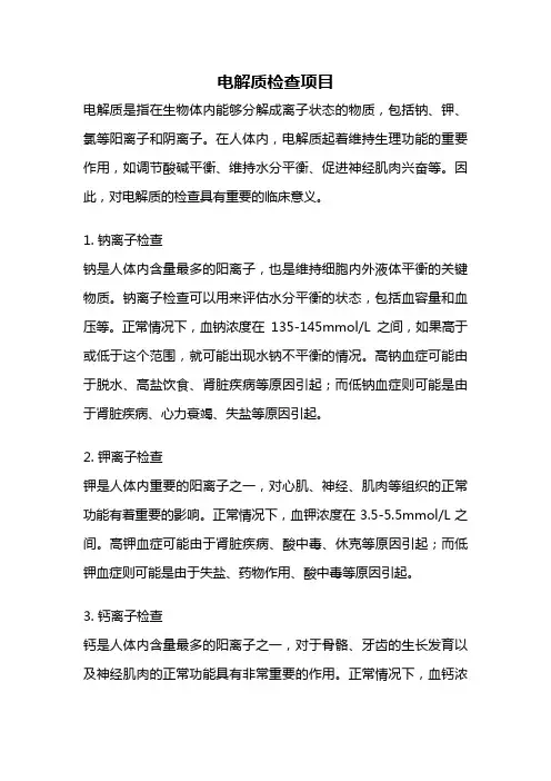 电解质检查项目