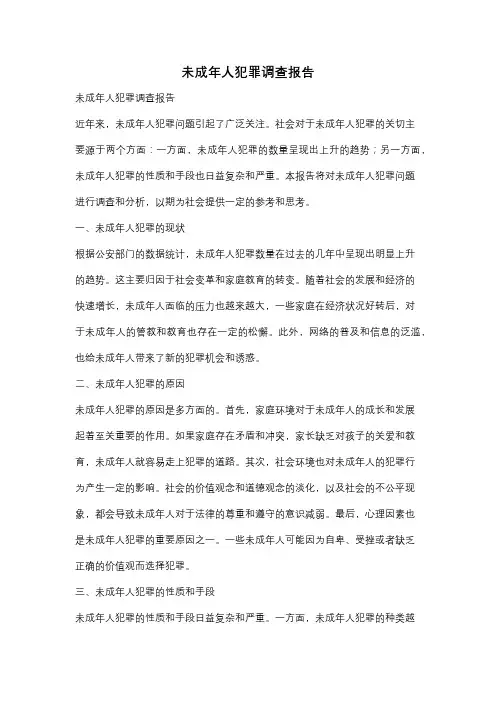 未成年人犯罪调查报告