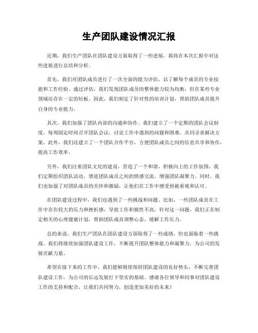 生产团队建设情况汇报
