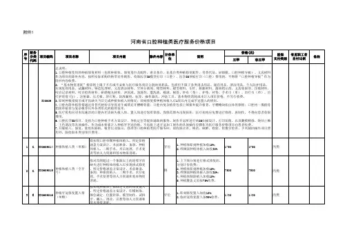 2023河南省口腔种植类医疗服务价格项目