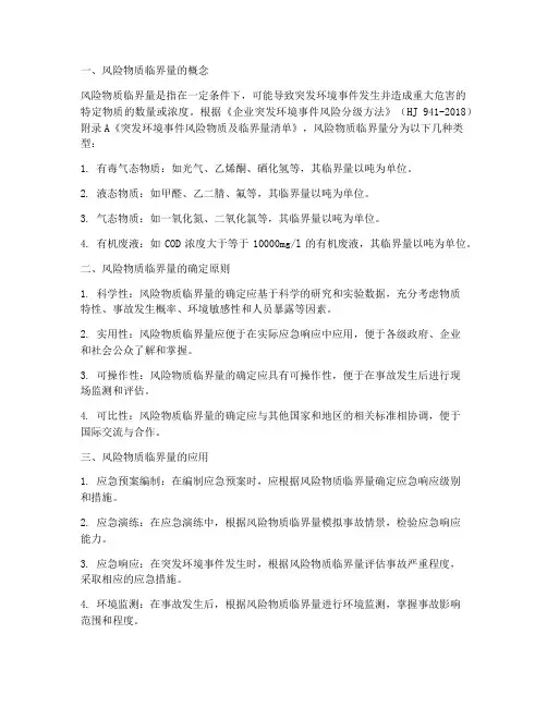 应急预案风险物质临界量