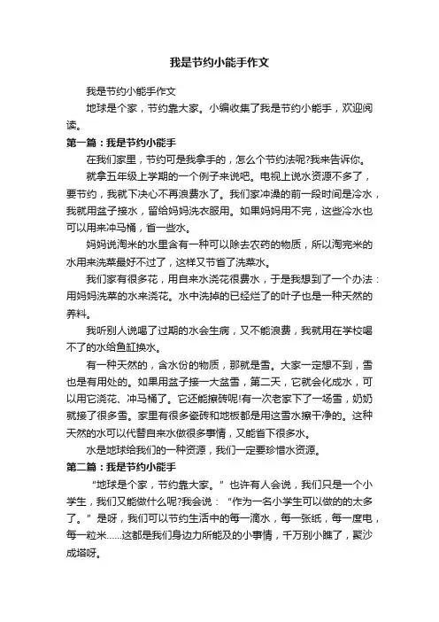 我是节约小能手作文