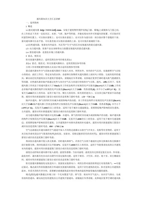 通风器知识大全汇总讲解