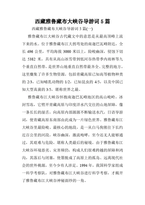 西藏雅鲁藏布大峡谷导游词5篇.doc