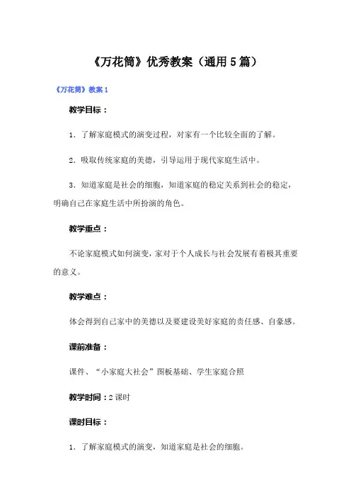 《万花筒》优秀教案(通用5篇)