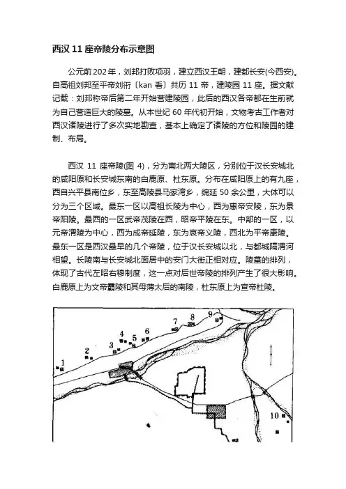 西汉11座帝陵分布示意图