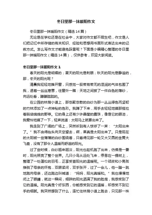 冬日里那一抹暖阳作文
