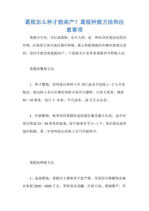 葛根怎么种才能高产？葛根种植方法和注意事项