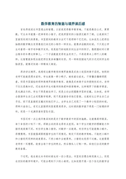 数学教育的智慧与境界读后感