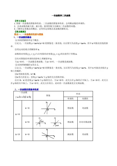 知识讲解_ 一次函数和二次函数