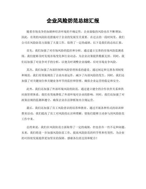 企业风险防范总结汇报
