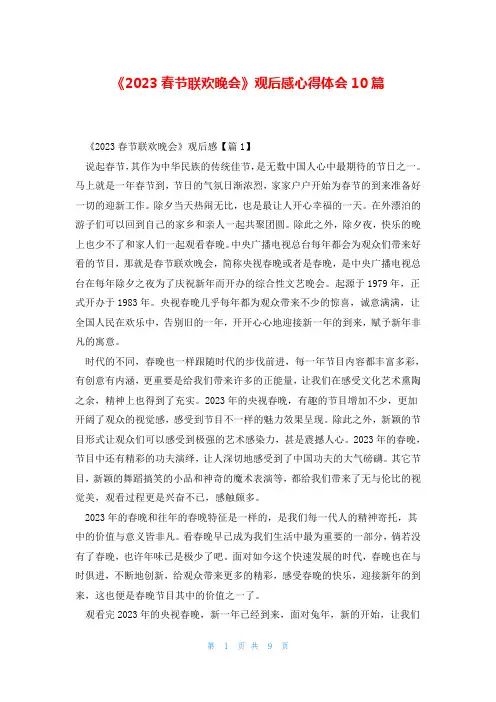 《2023春节联欢晚会》观后感心得体会10篇