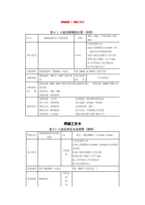 焊接工艺卡