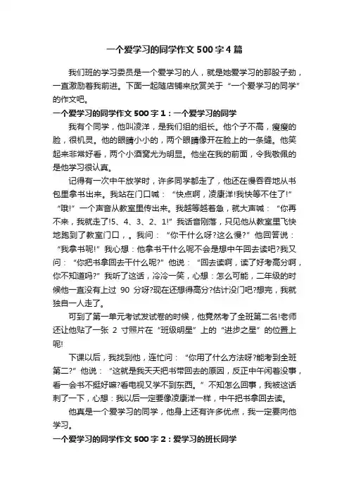 一个爱学习的同学作文500字4篇