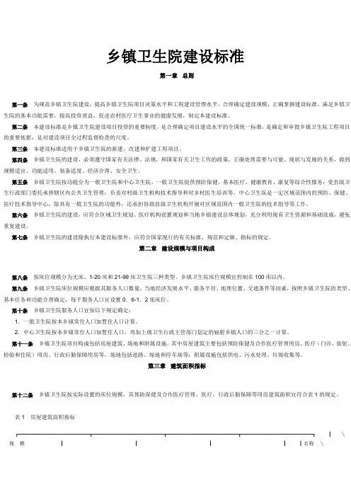 乡镇卫生院建设标准