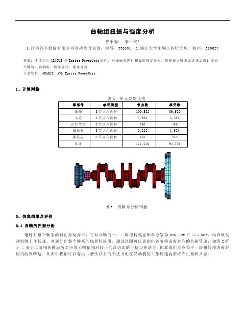 曲轴组扭振与强度分析
