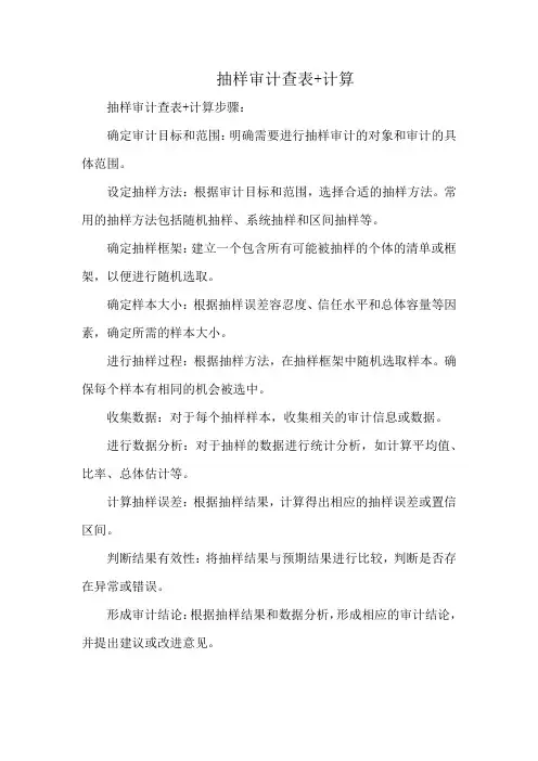 抽样审计查表+计算
