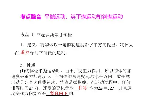 考点整合平抛运动、类平抛运动和斜抛运动