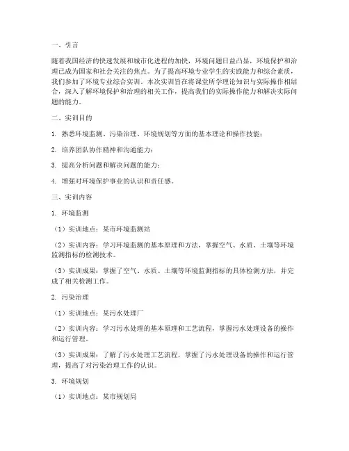 环境专业综合实训报告书