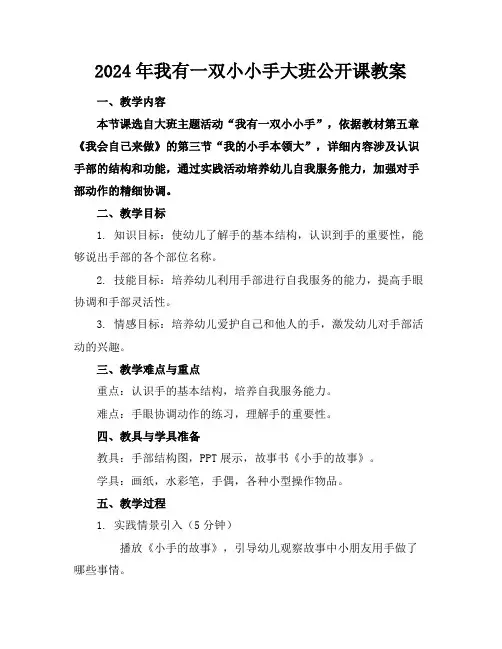 2024年我有一双小小手大班公开课教案