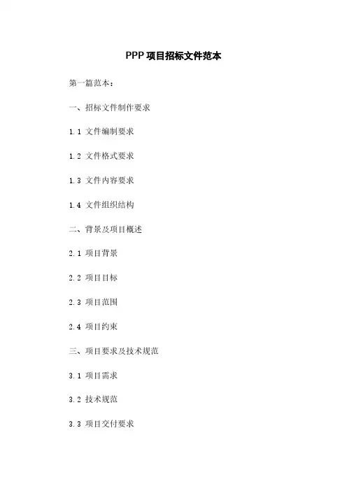 PPP项目招标文件范本