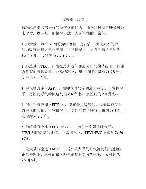 肺功能正常值
