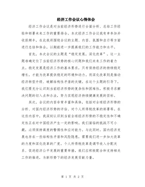 经济工作会议心得体会