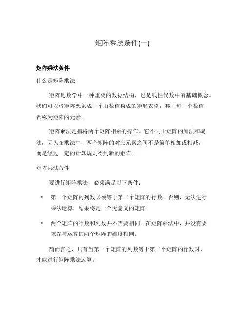 矩阵乘法条件(一)