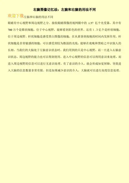 右脑图像记忆法：左脑和右脑的用法不同