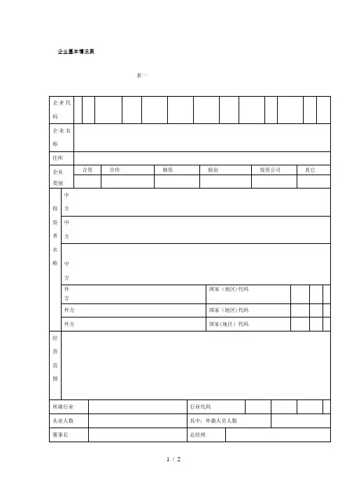 企业基本情况表【范本模板】