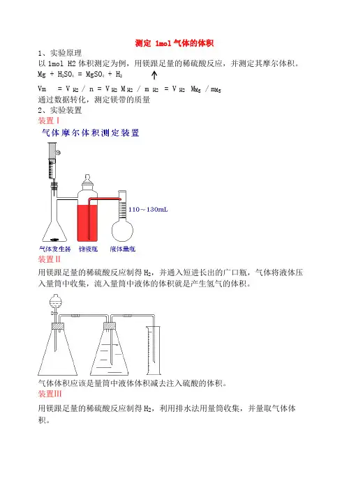 测定1mol气体的体积的实验装置