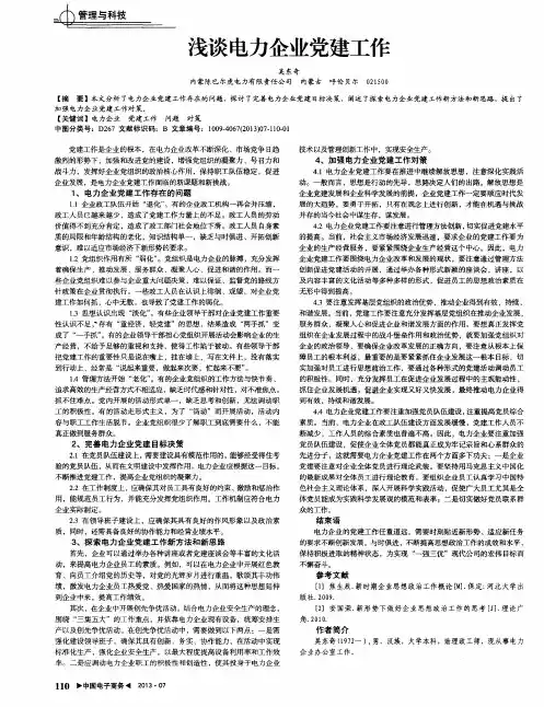 浅谈电力企业党建工作