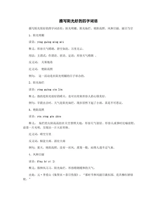 描写阳光好的四字词语